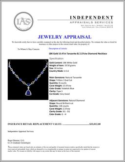 18K Gold 15.47ct Tanzanite & 2.37ctw Diamond Neckl