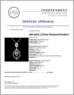 18K Gold 1.27ctw Diamond Pendant
