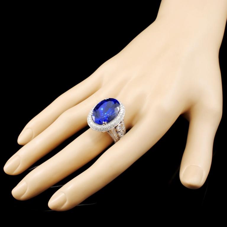 18K Gold 17.41ct Tanzanite & 3.68ctw Diamond Ring