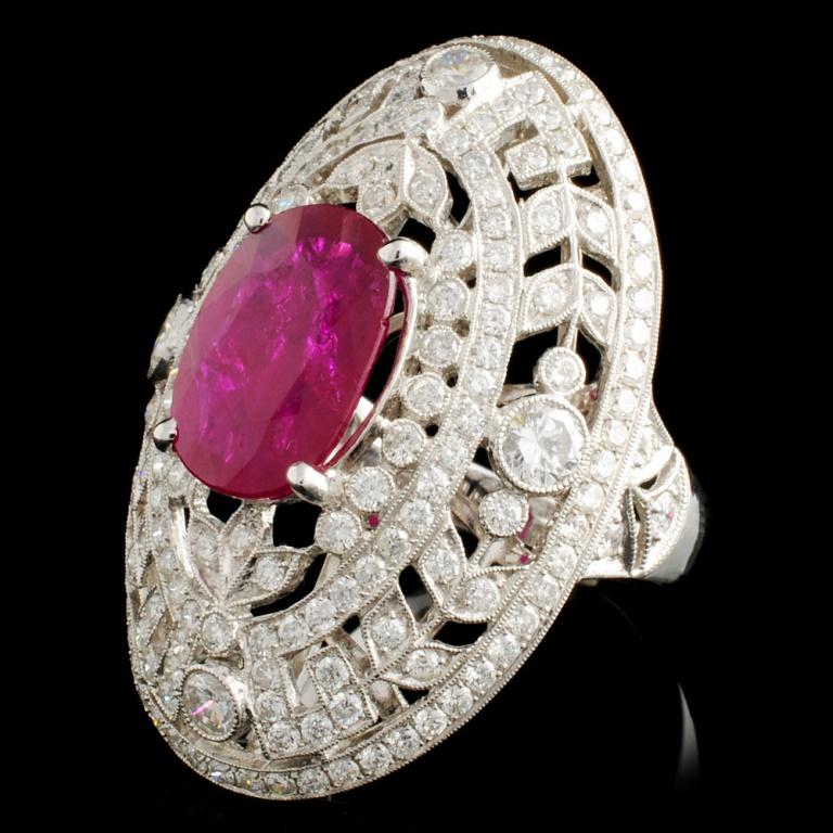 18K Gold 4.07ct Ruby & 2.51ctw Diamond Ring