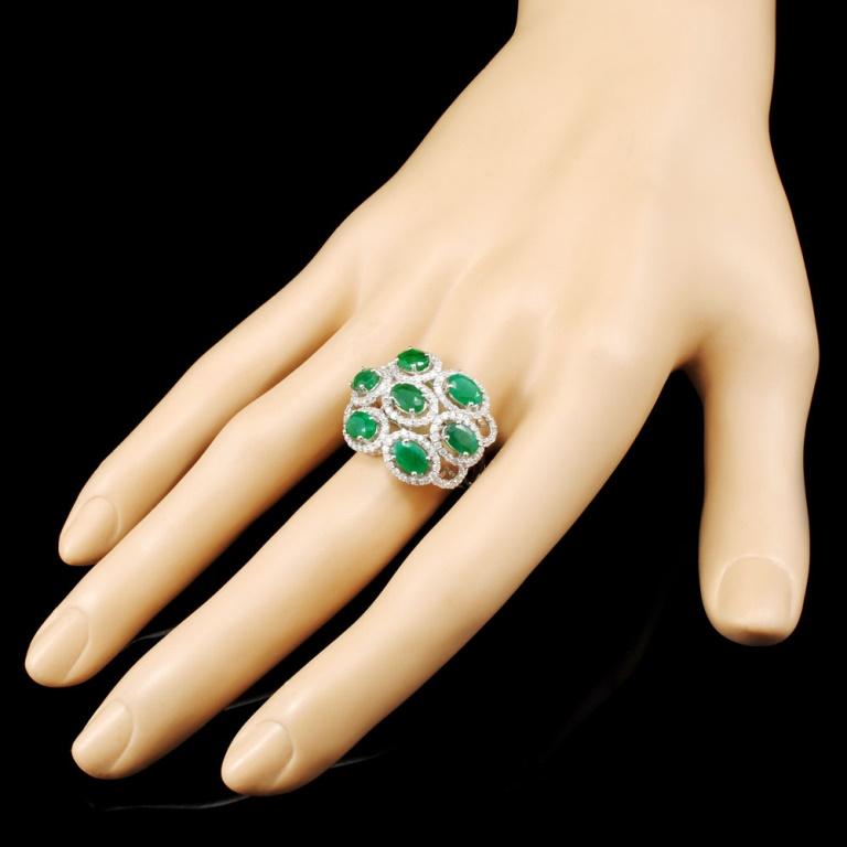 14K Gold 3.20ct Emerald & 1.06ctw Diamond Ring