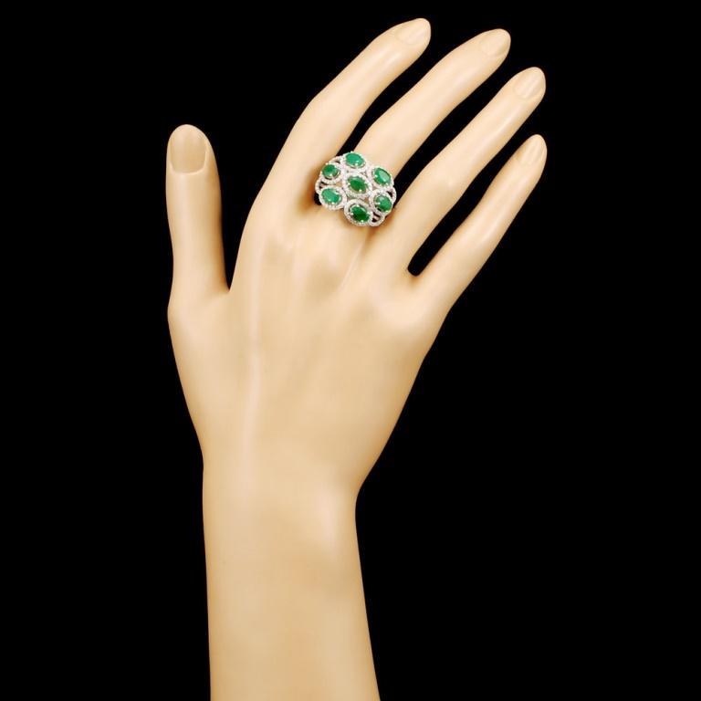 14K Gold 3.20ct Emerald & 1.06ctw Diamond Ring