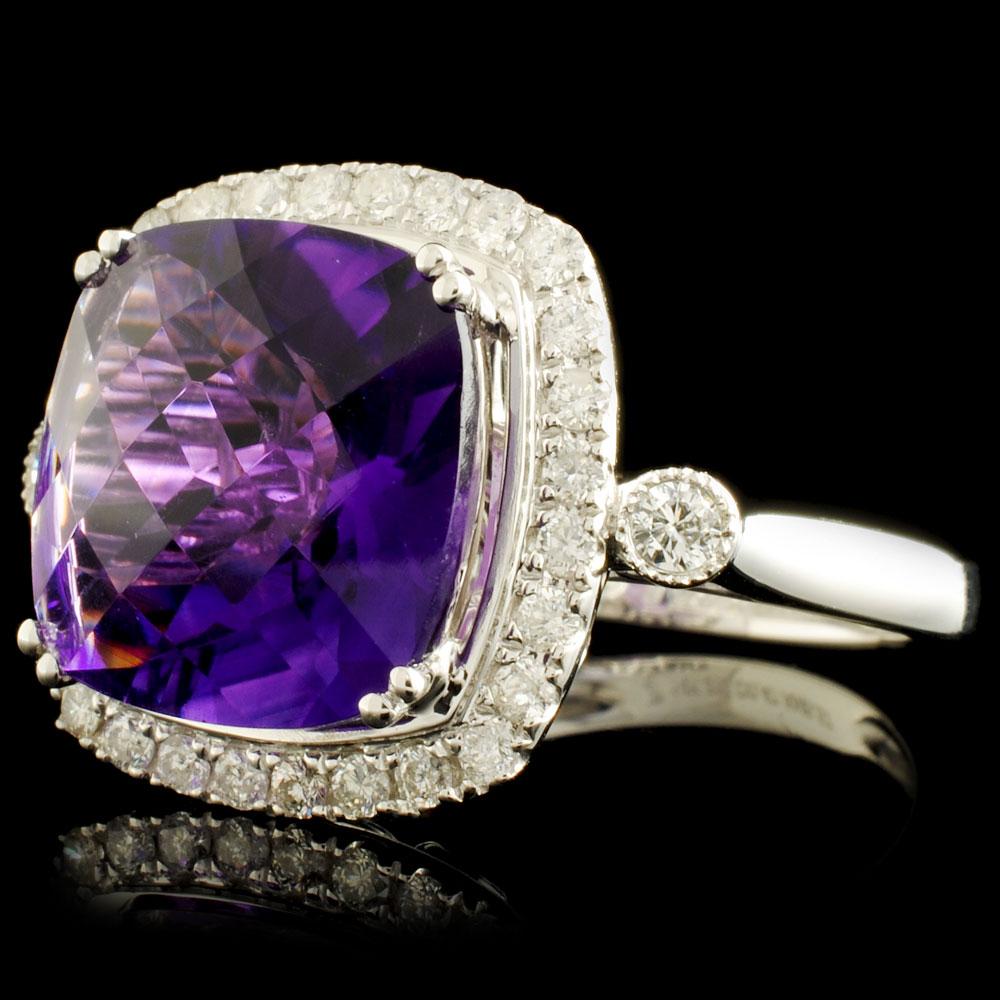 14K Gold 5.57ct Amethyst & 0.50ctw Diamond Ring