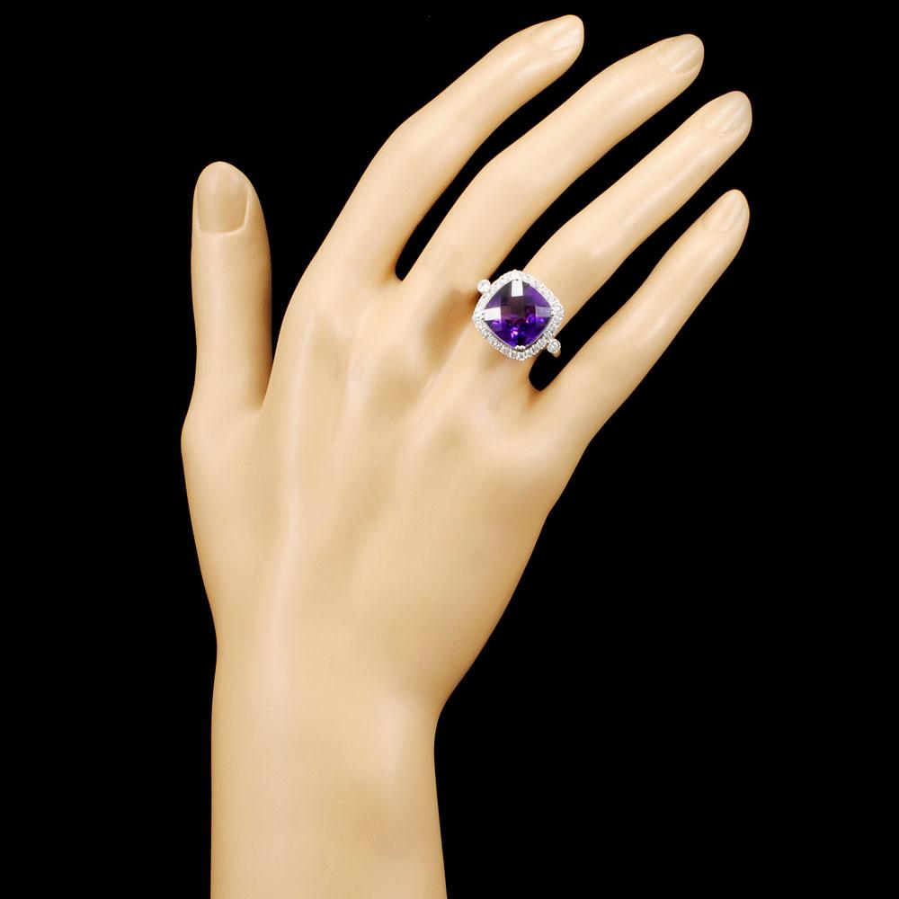 14K Gold 5.57ct Amethyst & 0.50ctw Diamond Ring