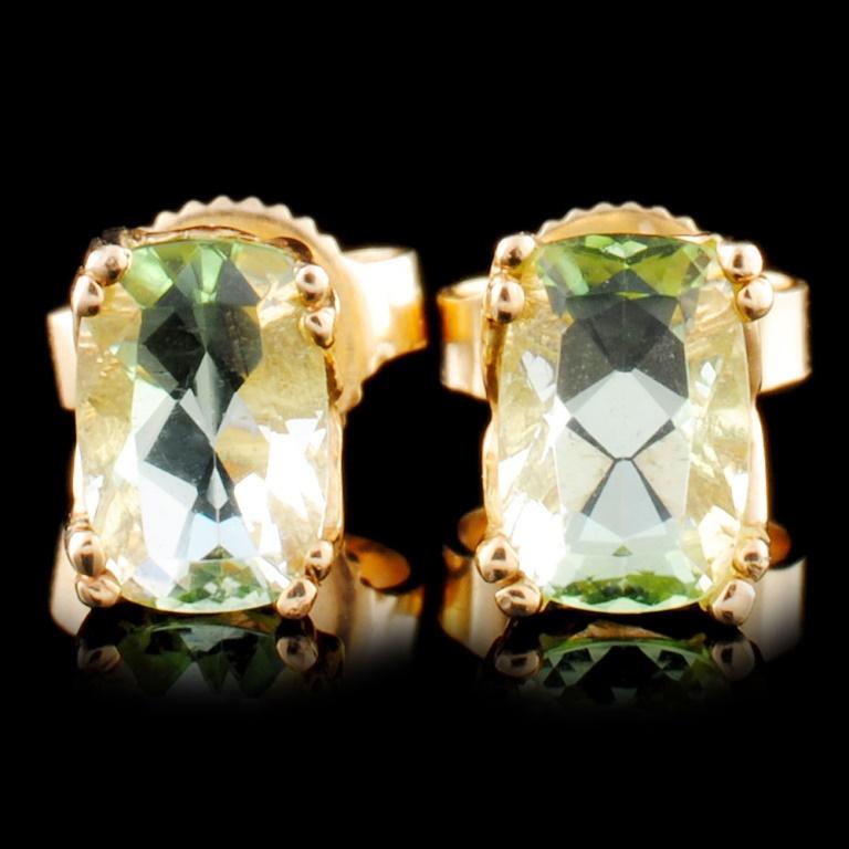 14K Gold 2.60ctw Green Beryl Earrings