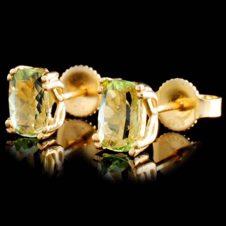 14K Gold 2.60ctw Green Beryl Earrings