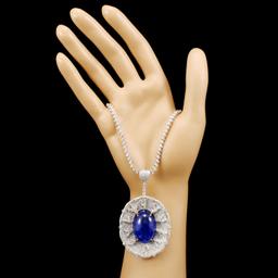 18K Gold 42.92ct Tanzanite & 7.97 Diamond Necklace