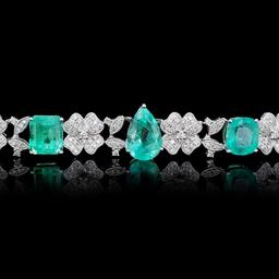 18K Gold 14.56ct Emerald & 2.16ct Diamond Bracelet