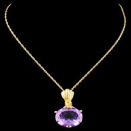 14K Gold 4.58ct Amethyst Pendant