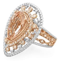 14K Gold 5.00ct Morganite & 0.75ct Diamond Ring