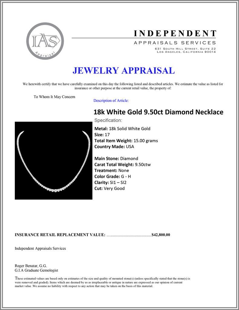 ^18k White Gold 9.50ct Diamond Necklace