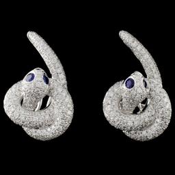 14K White Gold 0.22ct Sapphire & 2.19ct Diamond Ea