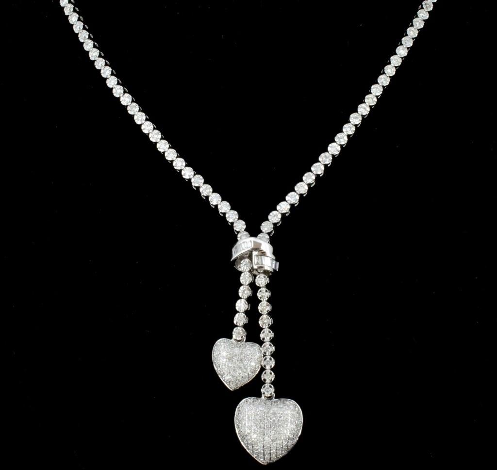 14K White Gold  2.82ct Lariat Style Diamond Neckla