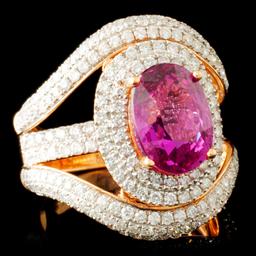 18K Gold 3.91ct Sapphire & 2.06ctw Diamond Ring
