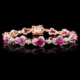 14K Rose Gold 9.02ct Ruby & 2.51ctw Diamond Bracel