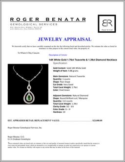 14K White Gold 1.76ct Tsavorite & 1.39ct Diamond N