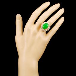 14K Gold 8.48ct Jade & 1.71ctw Diamond Ring