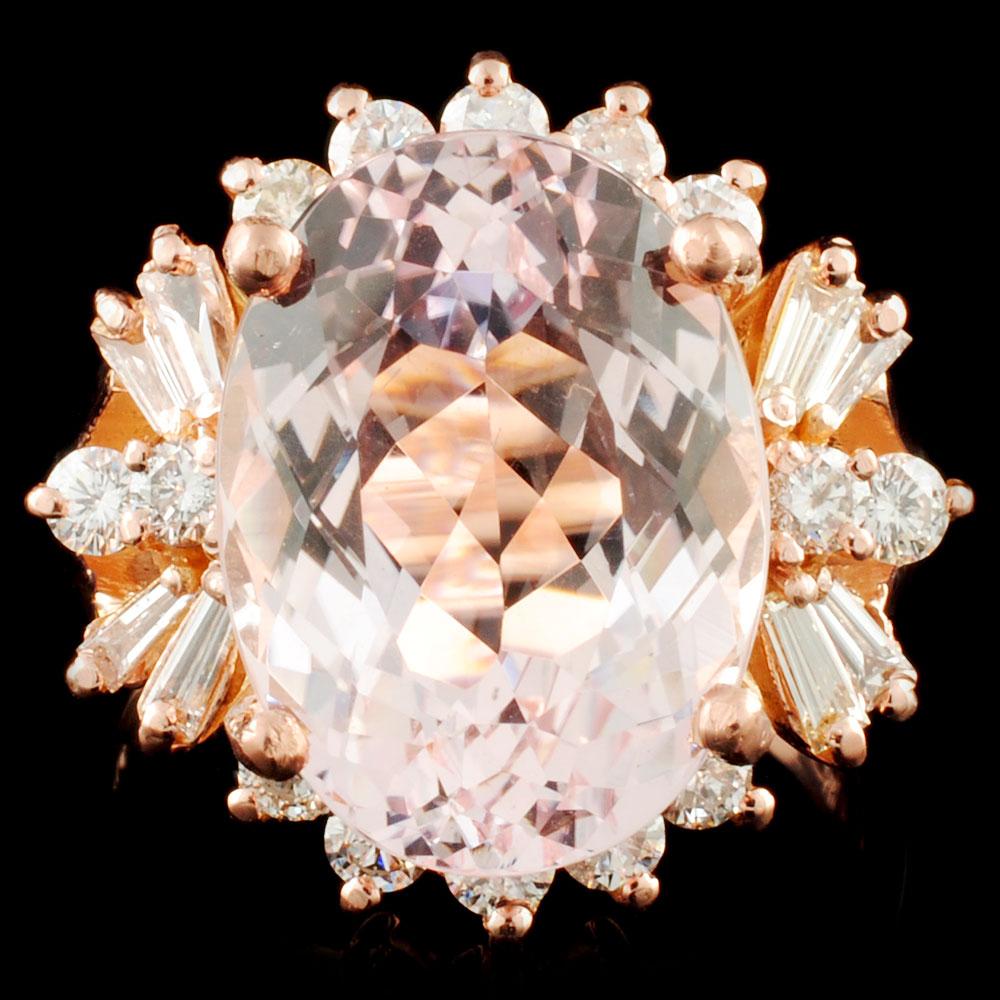 14K Gold 8.14ct Morganite & 0.95ctw Diamond Ring