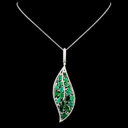 14K Gold 7.93ctw Emerald & 1.05ctw Diamond Pendant