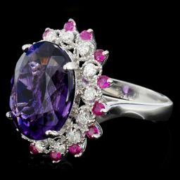 14K Gold 8.00ct Amethyst & 0.70ctw Diamond Ring