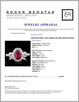 18K White Gold 1.75ct Sapphire & 0.85ct Diamond Ri