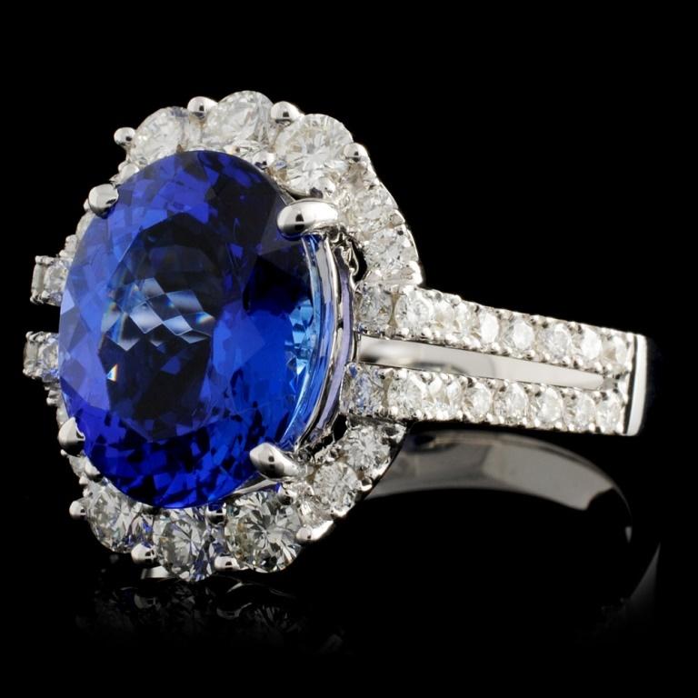 18K W Gold 3.70ct Tanzanite & 0.88ctw Diamond Ring