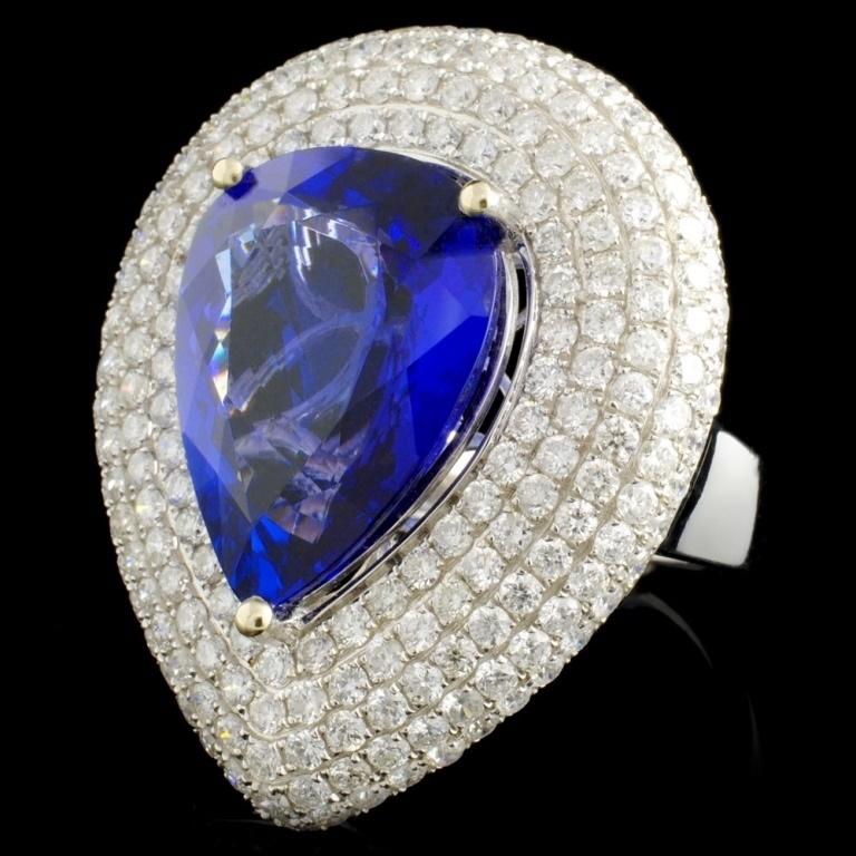 18K White Gold 12.77ct Tanzanite & 3.79ctw Diamond