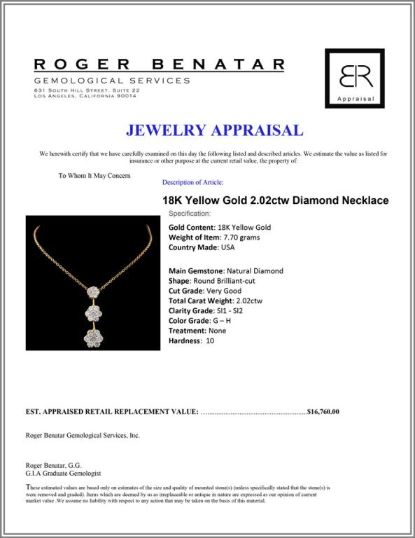 18K Yellow Gold 2.02ctw Diamond Necklace