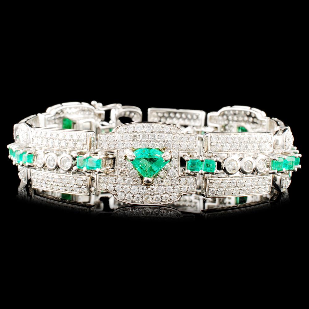 18K Gold 4.77ct Emerald & 7.70ctw Diamond Bracelet