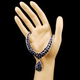 18K Gold 43.98ct Sapphire & 2.53ctw Diamond Neckla