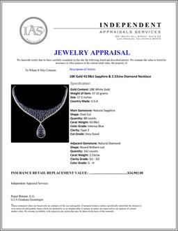 18K Gold 43.98ct Sapphire & 2.53ctw Diamond Neckla