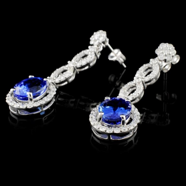 18K Gold 4.35ct Tanzanite & 1.22ctw Diam Earrings