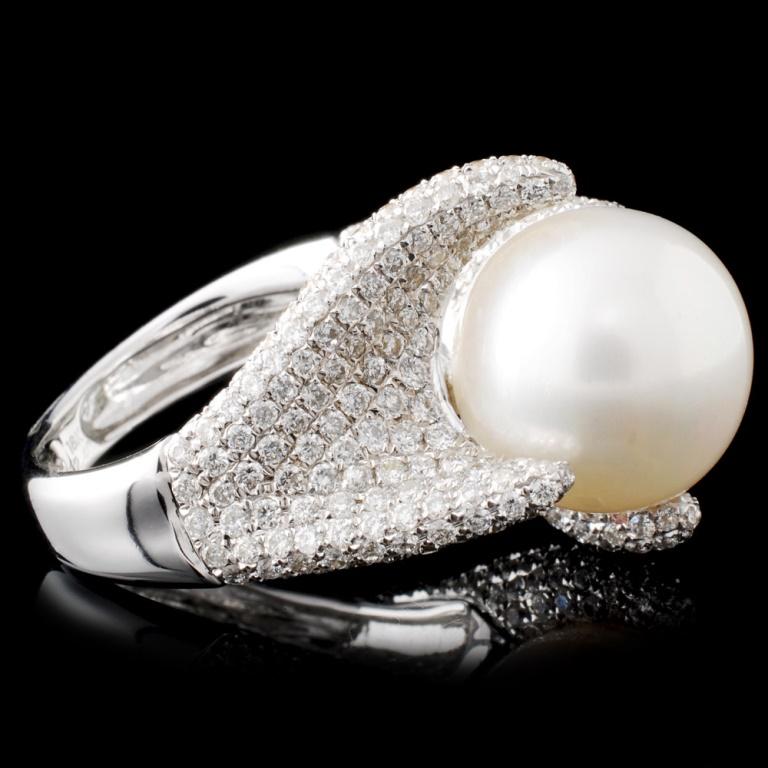 18K Gold 12.50mm Pearl & 2.40ctw Diamond Ring