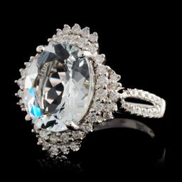 18K Gold 4.13ct Aquamarine & 0.54ct Diamond Ring