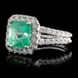 18K White Gold 2.50ct Emerald & 1.03ct Diamond Rin