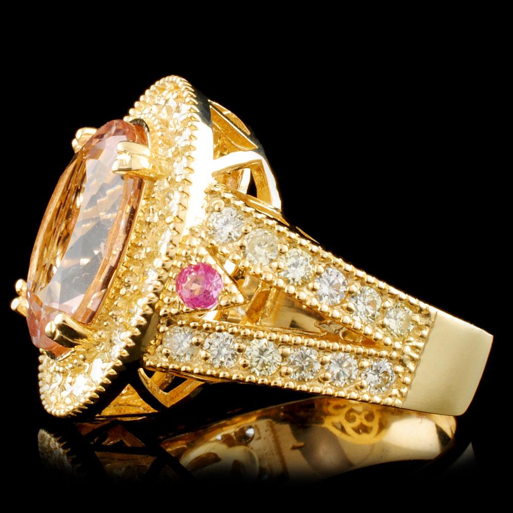 14K Gold 6.16ct Morganite & 1.51ctw Diamond Ring