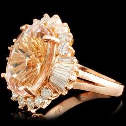 14K Gold 7.00ct Morganite & 1.19ctw Diamond Ring