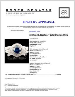 18K Gold  1.35ct Fancy Color Diamond Ring