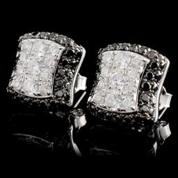 14K White Gold 1.36ctw Fancy Color Diamond Earring