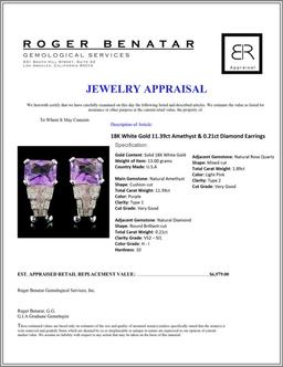 18K White Gold 11.39ct Amethyst & 0.21ct Diamond E