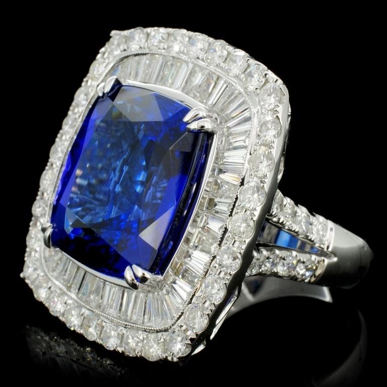 18K White Gold 17.88ct Tanzanite & 4.24ct Diamond