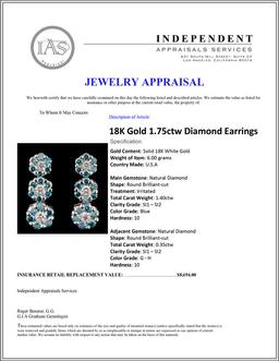 18K Gold 1.75ctw Diamond Earrings