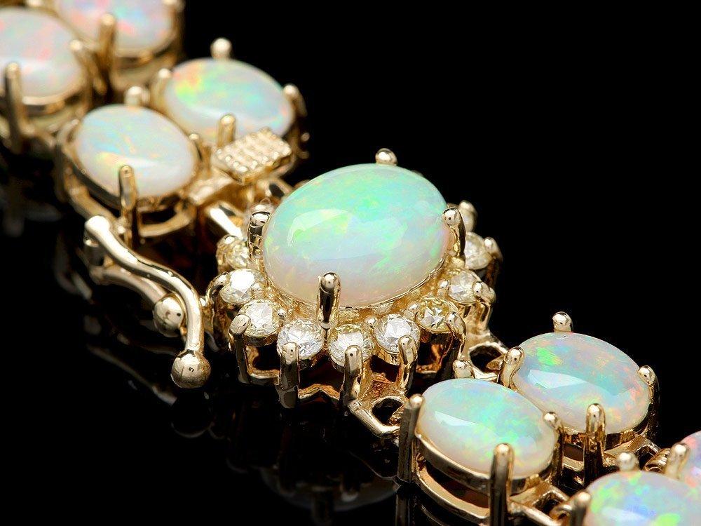 14k Gold 14.00ct Opal & 0.50ct Diamond Bracelet