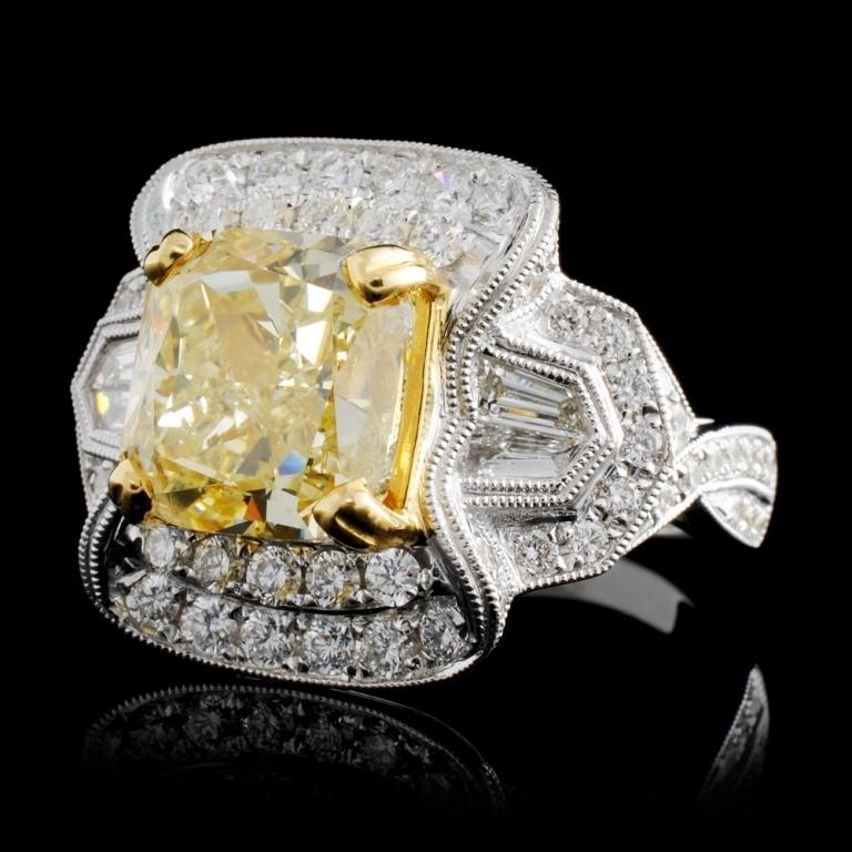 18K White Gold 6.30ctw Fancy Color Diamond Ring