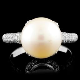 14K Gold 11.00MM Pearl & 0.94ctw Diamond Ring