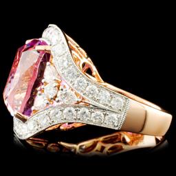14K Gold 11.25ct Kunzite & 1.90ctw Diamond Ring