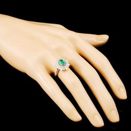 14K Gold 0.69ct Emerald & 0.66ctw Diamond Ring