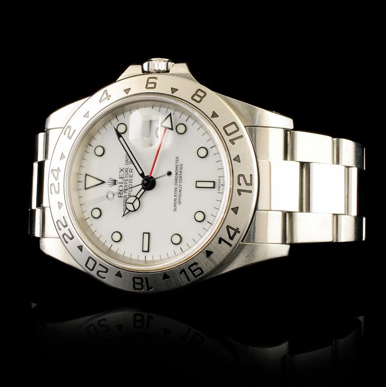 Rolex Explorer II Polar White SS 40MM Wristwatch