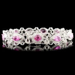 18K Gold 8.09ctw Spinel & 1.40ctw Diamond Bracelet