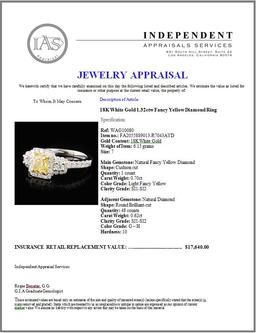 18K White Gold 1.32ctw Fancy Yellow Diamond Ring